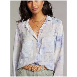 CLOTH AND STONE Bess Tie Dye Button Down Long Sleeve Shirt